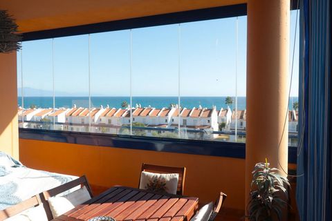 BEAUTIFUL very spacious apartment with frontal views to the sea only 100m from the beach This very wellkept property offers a large terrace closed with glass curtains can be opened completely with frontal views to the sea The apartment is very bright...