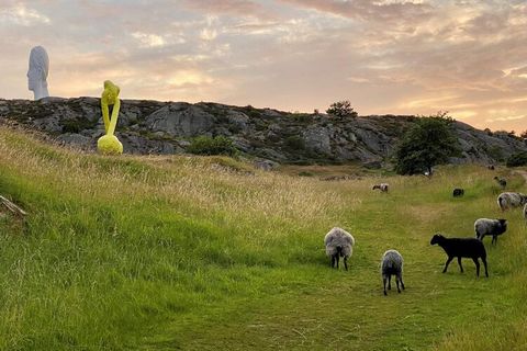Welcome to Klövedal and the nature area with the cultural landscape at Pilane on the west side of Tjörn. Eight hectares of natural area with artwork under the open sky. Here the sheep graze freely and keep the landscape open. Both flint stone and abo...
