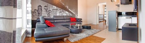 A 2-room apartment located in Gdańsk, at Chmielna 70 Street with an area of 45 sq. m., is on the 5th floor. It can accommodate up to 2 people. It has a living room with a double sofa bed, and a relaxation area with a coffee table and TV. The kitchen ...