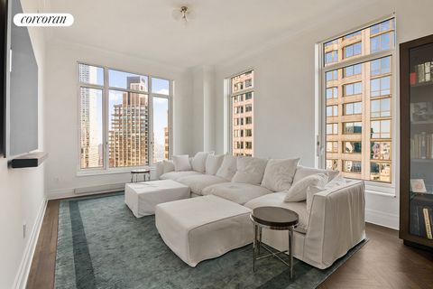 Occupying the southeast corner of this coveted building, Residence 52C is a gorgeous two bedroom home featuring stunning 270-degree city and river views. Masterfully designed by world renowned architect Robert A. M. Stern, 30 Park Place, Four Seasons...