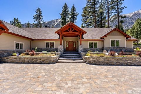 This serene Jobs Peak Gardnerville retreat stands on 2.68 acres bordered by towering pines! Enter a captivating interior with rich wood accents, vaulted ceilings, hardwood flooring, and open-concept living areas. Gather around a stacked stone firepla...